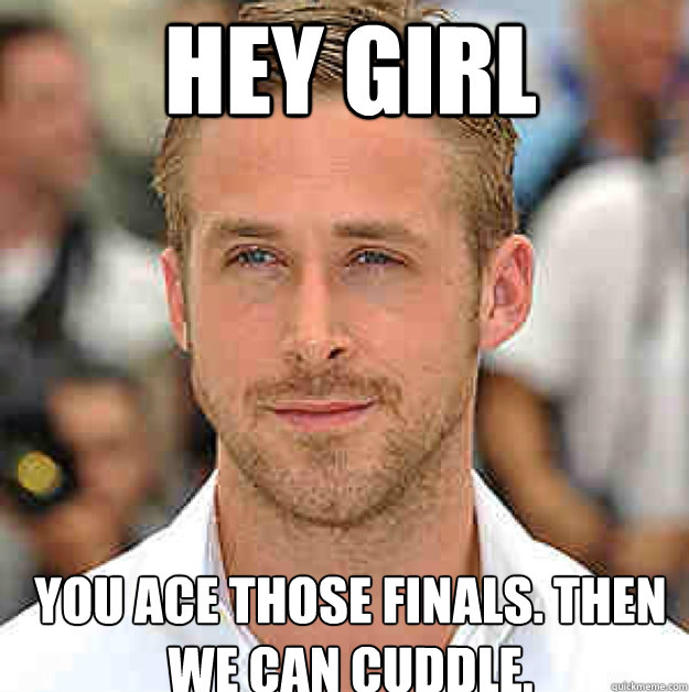 HEY GIRL You ace those finals. then we can cuddle.  