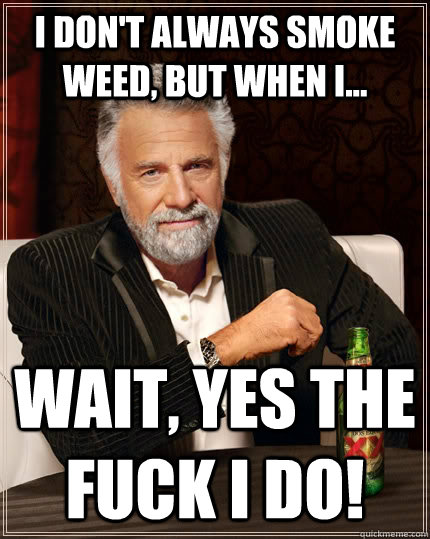 I don't always smoke weed, but when I... Wait, yes the fuck i do!  The Most Interesting Man In The World