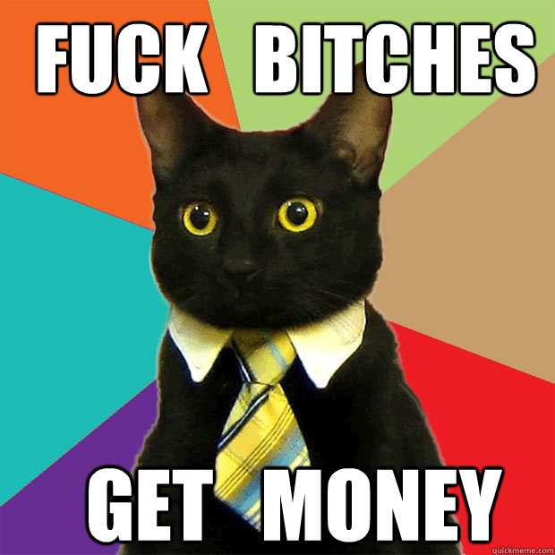 Fuck   Bitches Get   Money  Business Cat