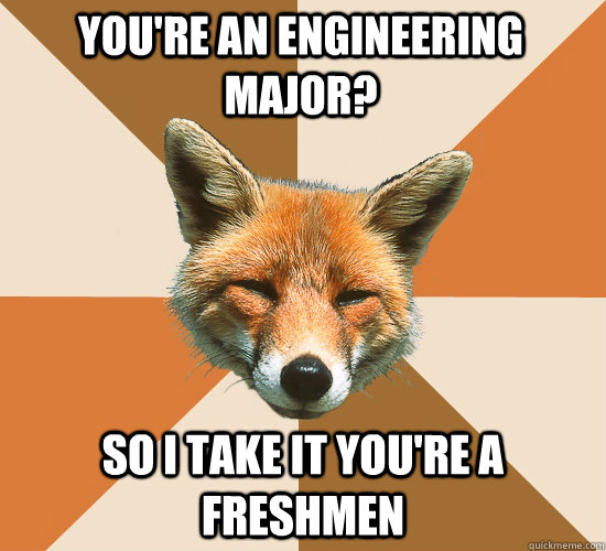 You're an engineering major? so i take it you're a freshmen  Condescending Fox