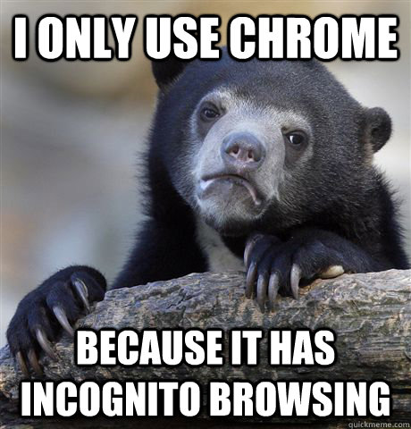 I only use chrome because it has incognito browsing - I only use chrome because it has incognito browsing  Confession Bear