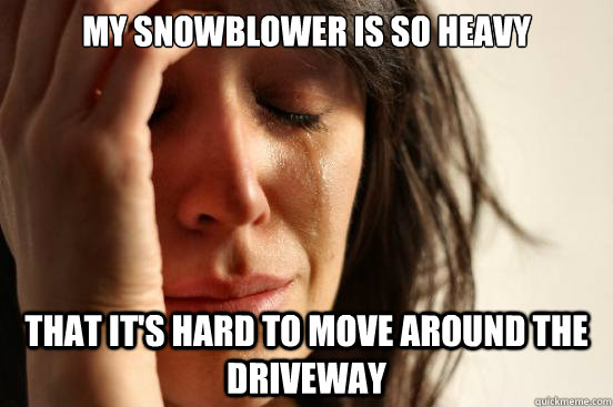 My snowblower is so heavy that it's hard to move around the driveway - My snowblower is so heavy that it's hard to move around the driveway  First World Problems