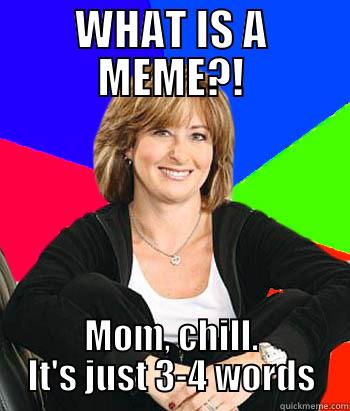 WHAT IS A MEME?! MOM, CHILL. IT'S JUST 3-4 WORDS Sheltering Suburban Mom