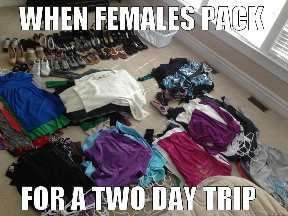 her travel bags  - WHEN FEMALES PACK FOR A TWO DAY TRIP  Misc