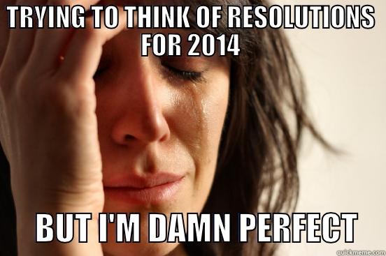 TRYING TO THINK OF RESOLUTIONS FOR 2014       BUT I'M DAMN PERFECT    First World Problems