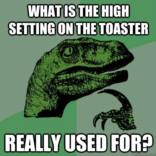 what is the high setting on the toaster really used for? - what is the high setting on the toaster really used for?  Philosoraptor