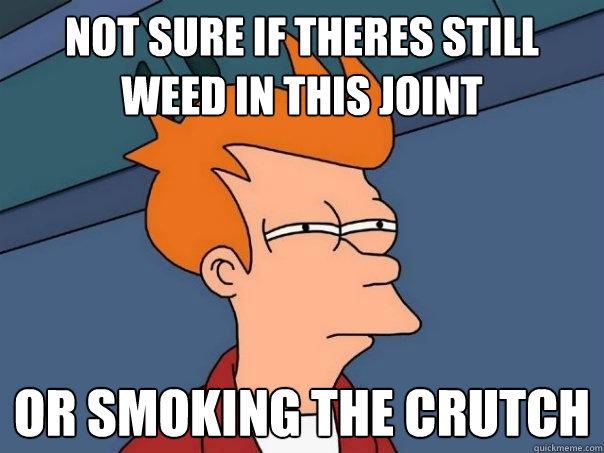 Not sure if theres still weed in this joint Or smoking the crutch  Futurama Fry