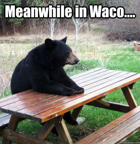 Meanwhile in Waco....   waiting bear