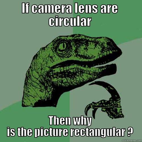 IF CAMERA LENS ARE CIRCULAR THEN WHY IS THE PICTURE RECTANGULAR ? Philosoraptor