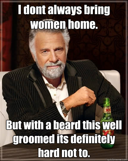 I dont always bring women home. But with a beard this well groomed its definitely hard not to.  The Most Interesting Man In The World