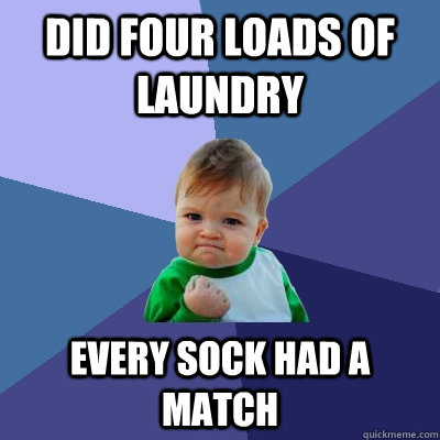 Did four loads of laundry every sock had a match - Did four loads of laundry every sock had a match  Success Kid