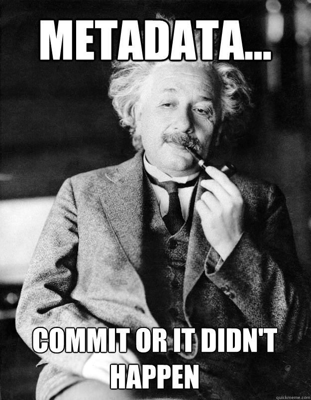 metadata... commit or it didn't happen - metadata... commit or it didn't happen  Einstein