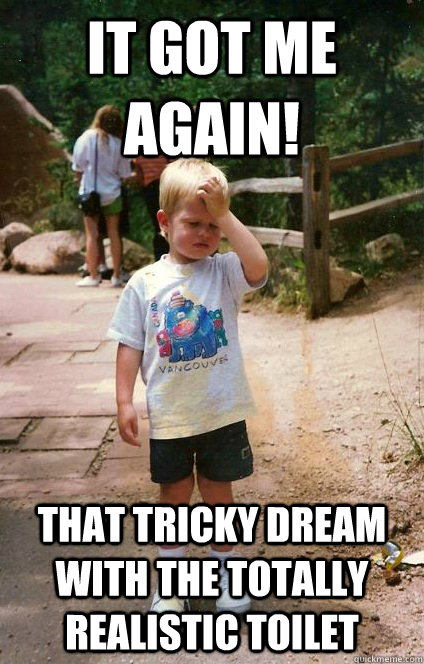 it got me again! that tricky dream with the totally realistic toilet  Regretful Toddler