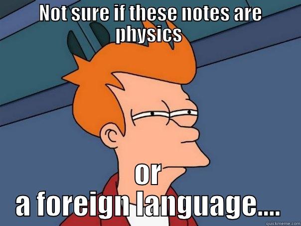  NOT SURE IF THESE NOTES ARE PHYSICS OR A FOREIGN LANGUAGE.... Futurama Fry