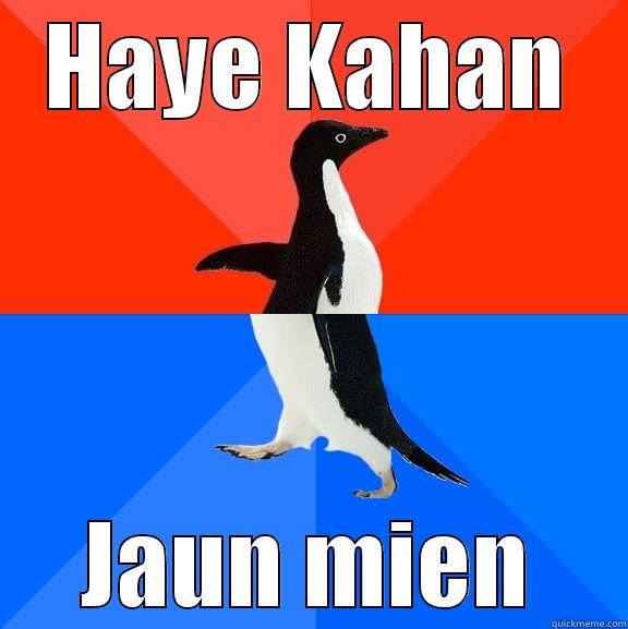 HAYE KAHAN JAUN MIEN Socially Awesome Awkward Penguin