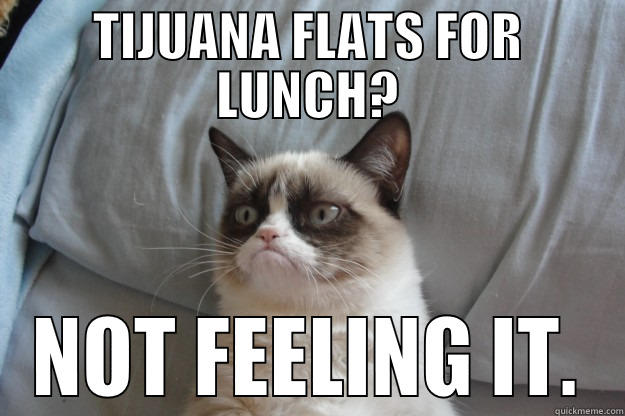 TIJUANA FLATS FOR LUNCH? NOT FEELING IT. Grumpy Cat