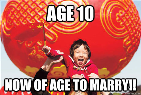 age 10 now of age to marry!!  Second World Success