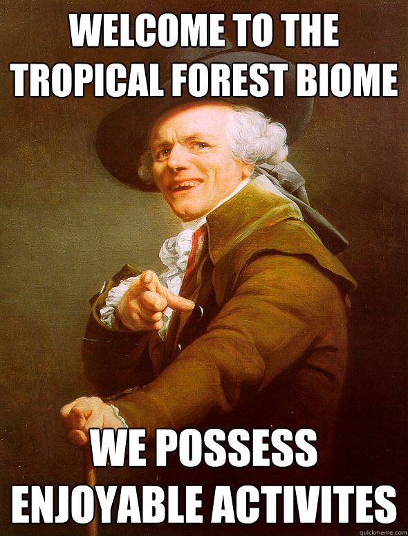 Welcome to the Tropical forest biome We possess enjoyable activites  Joseph Ducreux