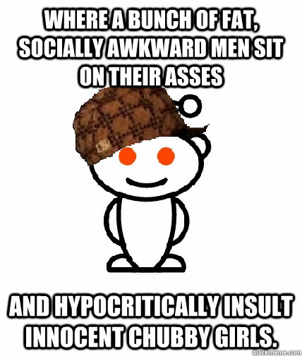 Where a bunch of fat, socially awkward men sit on their asses  and hypocritically insult innocent chubby girls.  Scumbag Reddit