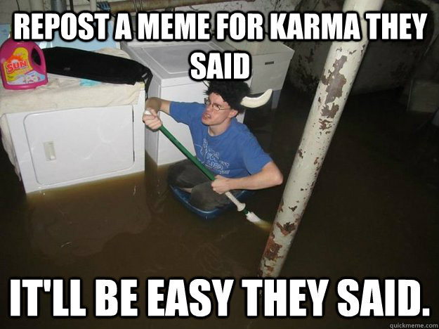 repost a meme for karma they said it'll be easy they said.  Do the laundry they said