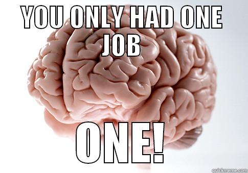 Only one job - YOU ONLY HAD ONE JOB ONE! Scumbag Brain