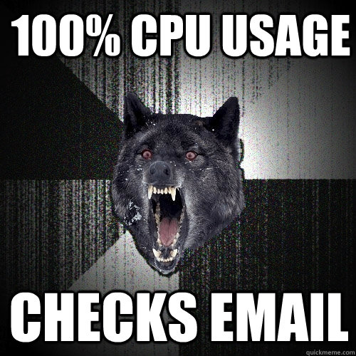 100% CPU Usage Checks email - 100% CPU Usage Checks email  Insanity Wolf