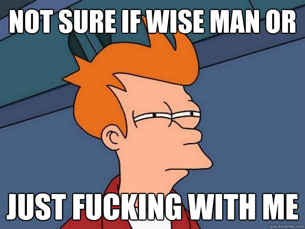 Not sure if wise man or just fucking with me  Futurama Fry