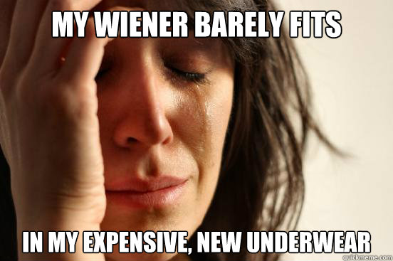 My wiener barely fits In my expensive, new underwear  First World Problems