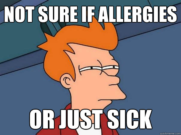 NOT SURE IF ALLERGIES OR JUST SICK  Futurama Fry