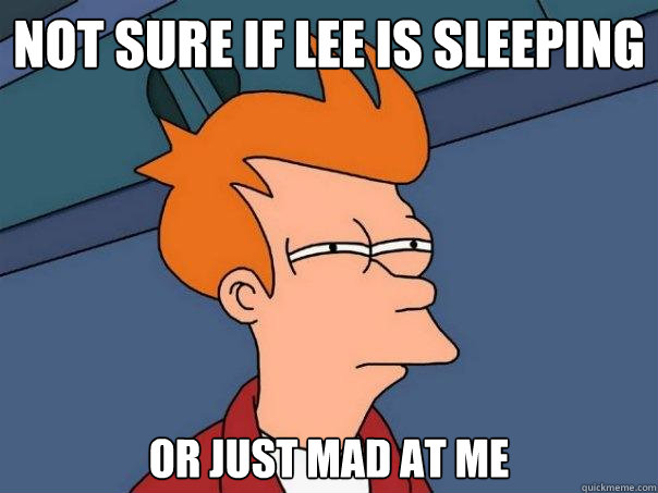 Not Sure if Lee is Sleeping  Or just mad at me   Futurama Fry