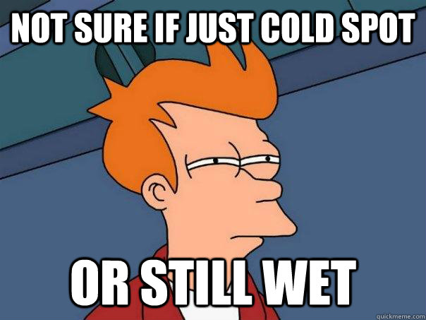 Not sure if just cold spot Or still wet  Futurama Fry