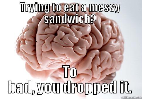 TRYING TO EAT A MESSY SANDWICH? TO BAD, YOU DROPPED IT. Scumbag Brain