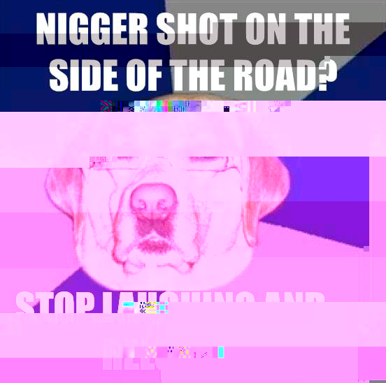Nigger shot on the side of the road? Stop laughing and reload  Racist Dog
