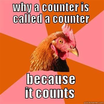 counter anti joke - WHY A COUNTER IS CALLED A COUNTER BECAUSE IT COUNTS  Anti-Joke Chicken