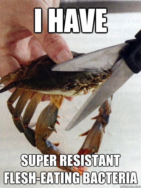 I have super resistant flesh-eating bacteria - I have super resistant flesh-eating bacteria  Optimistic Crab