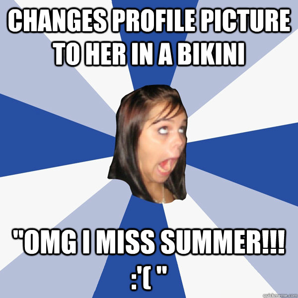 Changes profile picture to her in a bikini 