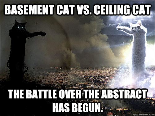 Basement Cat vs. Ceiling Cat The battle over the abstract has begun. - Basement Cat vs. Ceiling Cat The battle over the abstract has begun.  Battle over Chemcats