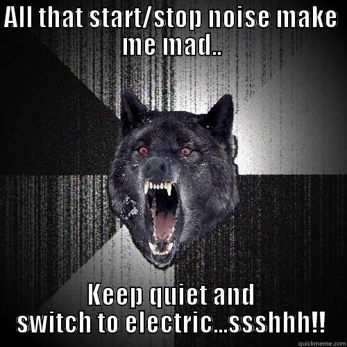 ALL THAT START/STOP NOISE MAKE ME MAD.. KEEP QUIET AND SWITCH TO ELECTRIC...SSSHHH!! Insanity Wolf