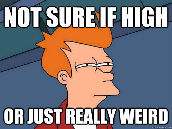 Not sure if high Or just really weird  Futurama Fry