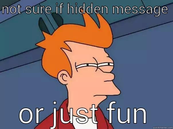 NOT SURE IF HIDDEN MESSAGE  OR JUST FUN Futurama Fry