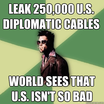 leak 250,000 u.s. diplomatic cables world sees that u.s. isn't so bad  Helpful Tyler Durden