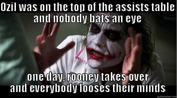 OZIL WAS ON THE TOP OF THE ASSISTS TABLE AND NOBODY BATS AN EYE ONE DAY, ROONEY TAKES OVER AND EVERYBODY LOOSES THEIR MINDS Joker Mind Loss