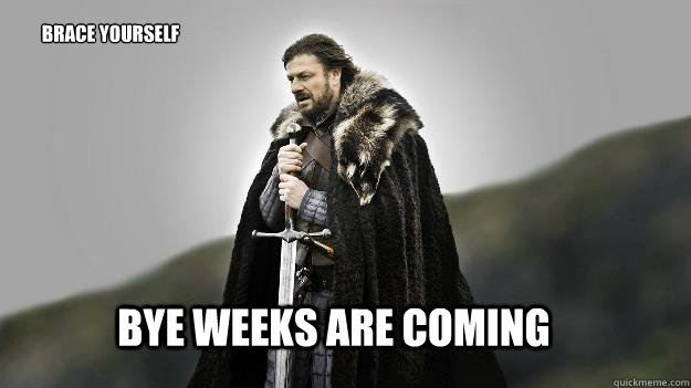 Bye Weeks are coming Brace Yourself  Ned stark winter is coming