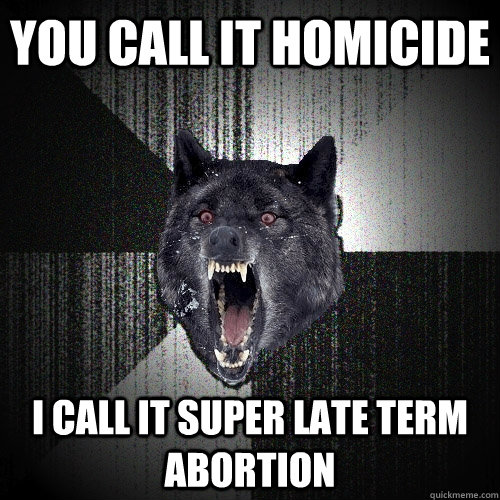 you call it homicide i call it super late term abortion  Insanity Wolf