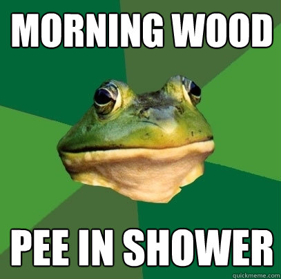 morning wood pee in shower  Foul Bachelor Frog