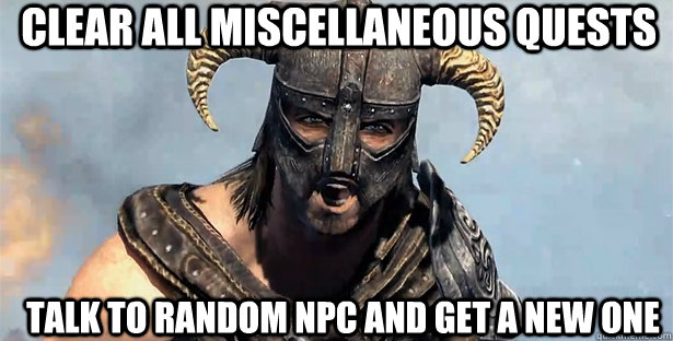 Clear all Miscellaneous quests talk to random npc and get a new one  skyrim