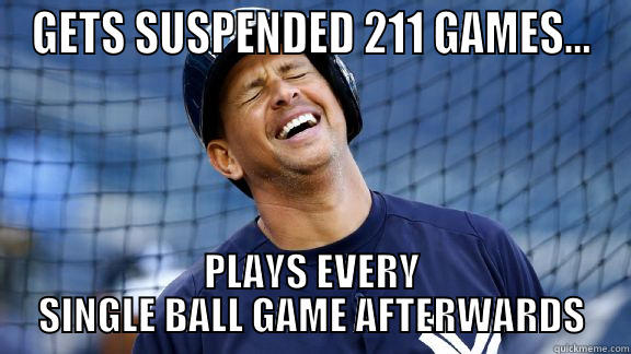 GETS SUSPENDED 211 GAMES... PLAYS EVERY SINGLE BALL GAME AFTERWARDS Misc