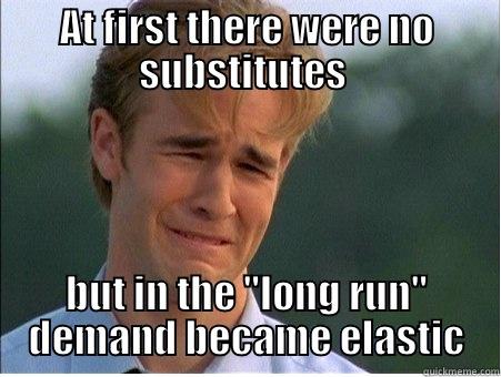 long run elasticity - AT FIRST THERE WERE NO SUBSTITUTES  BUT IN THE 