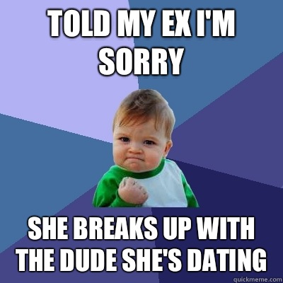 Told my ex I'm sorry She breaks up with the dude she's dating  Success Kid