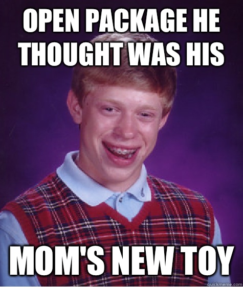 Open package he thought was his Mom's new toy - Open package he thought was his Mom's new toy  Misc